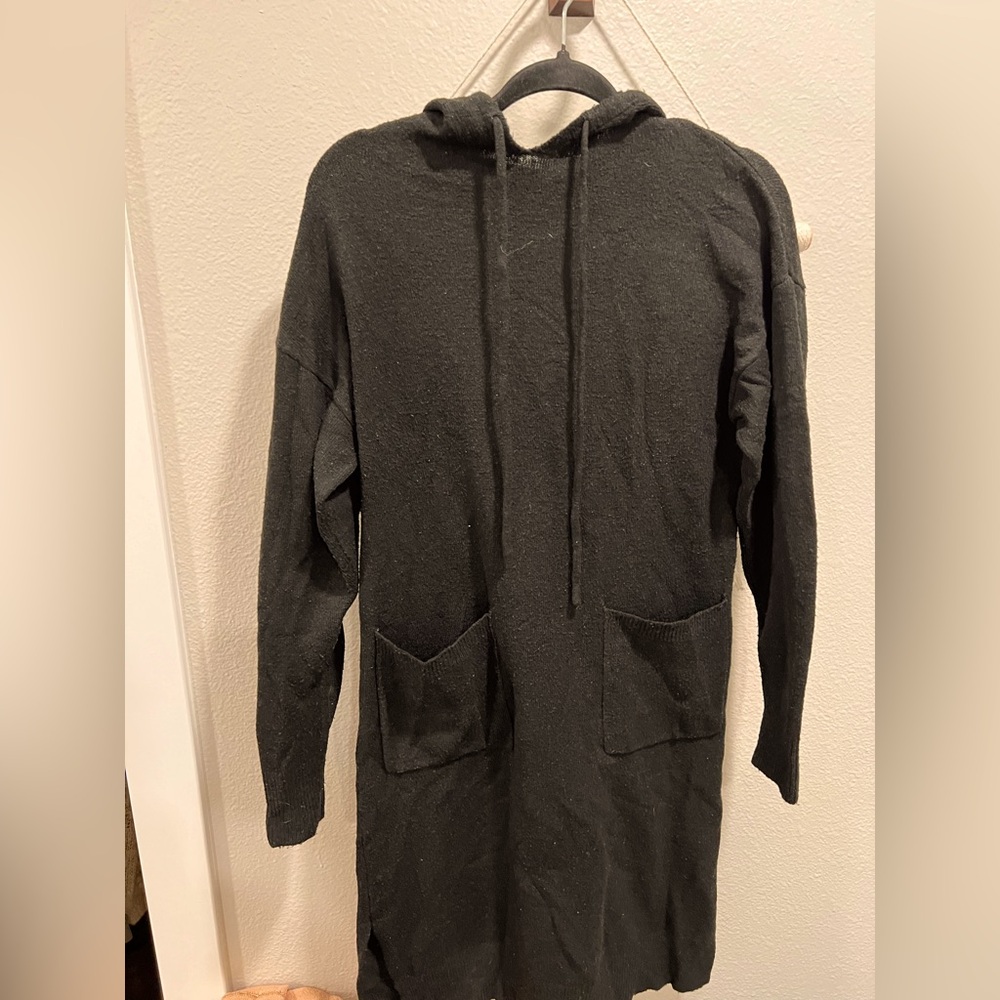 H&M black sweater dress with hood